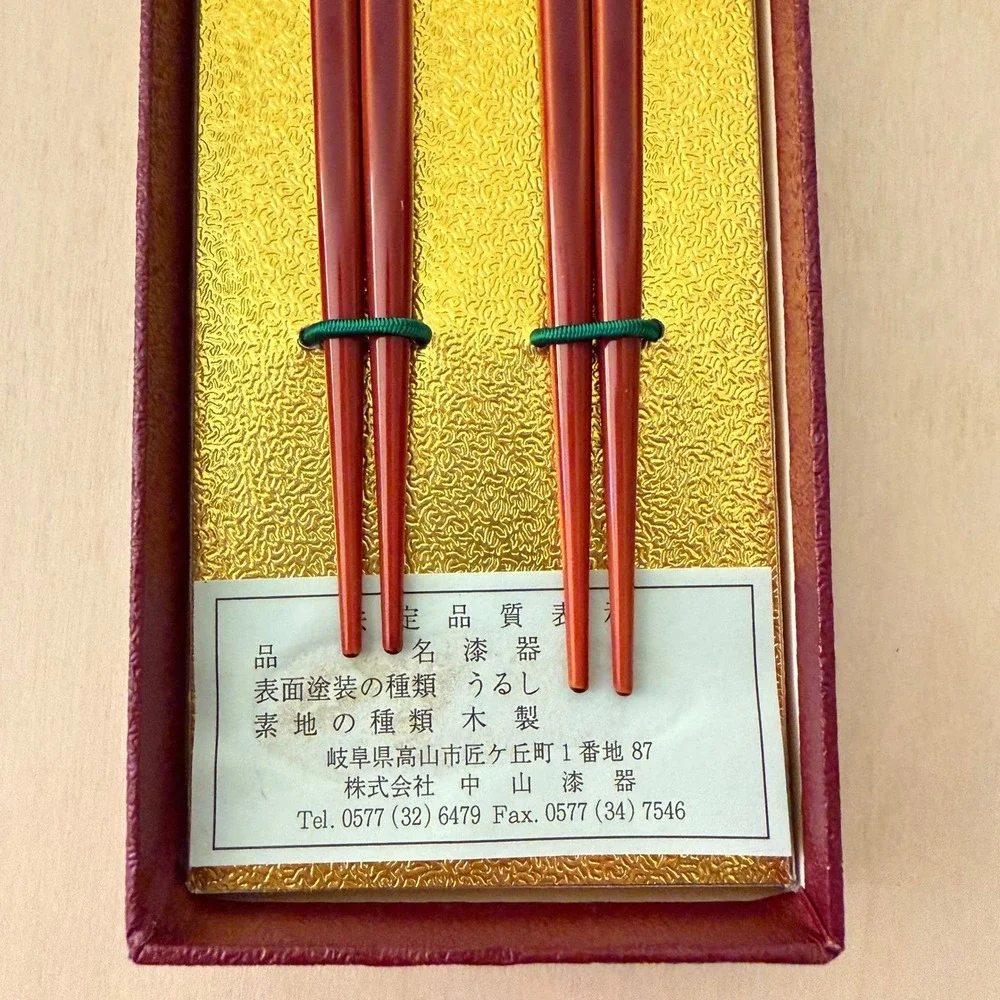 Japanese Traditional Lacquer Chopsticks Meotobashi Couples Gift Set New